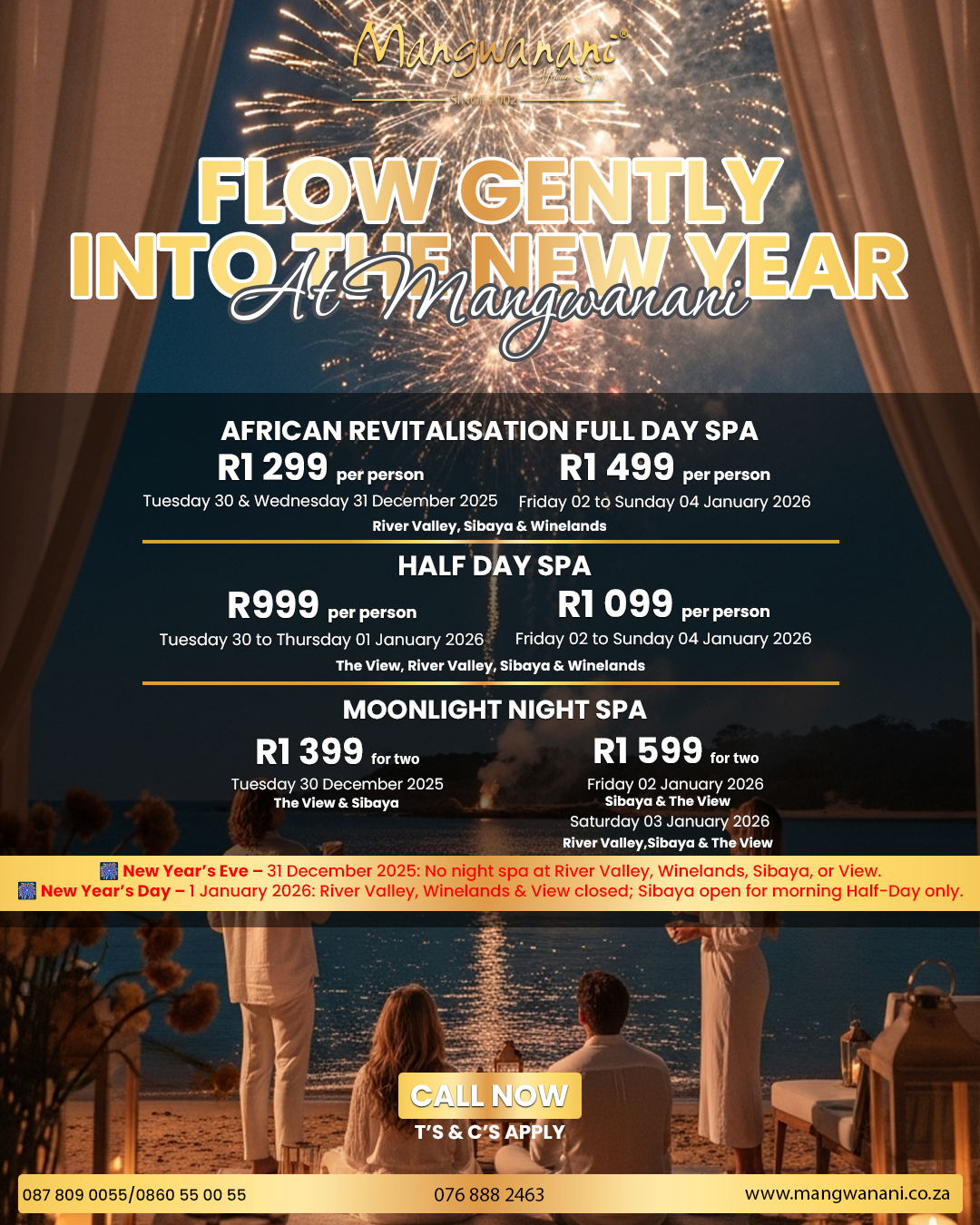 FLOW GENTLY INTO THE NEW YEAR AT MANGWANANI
