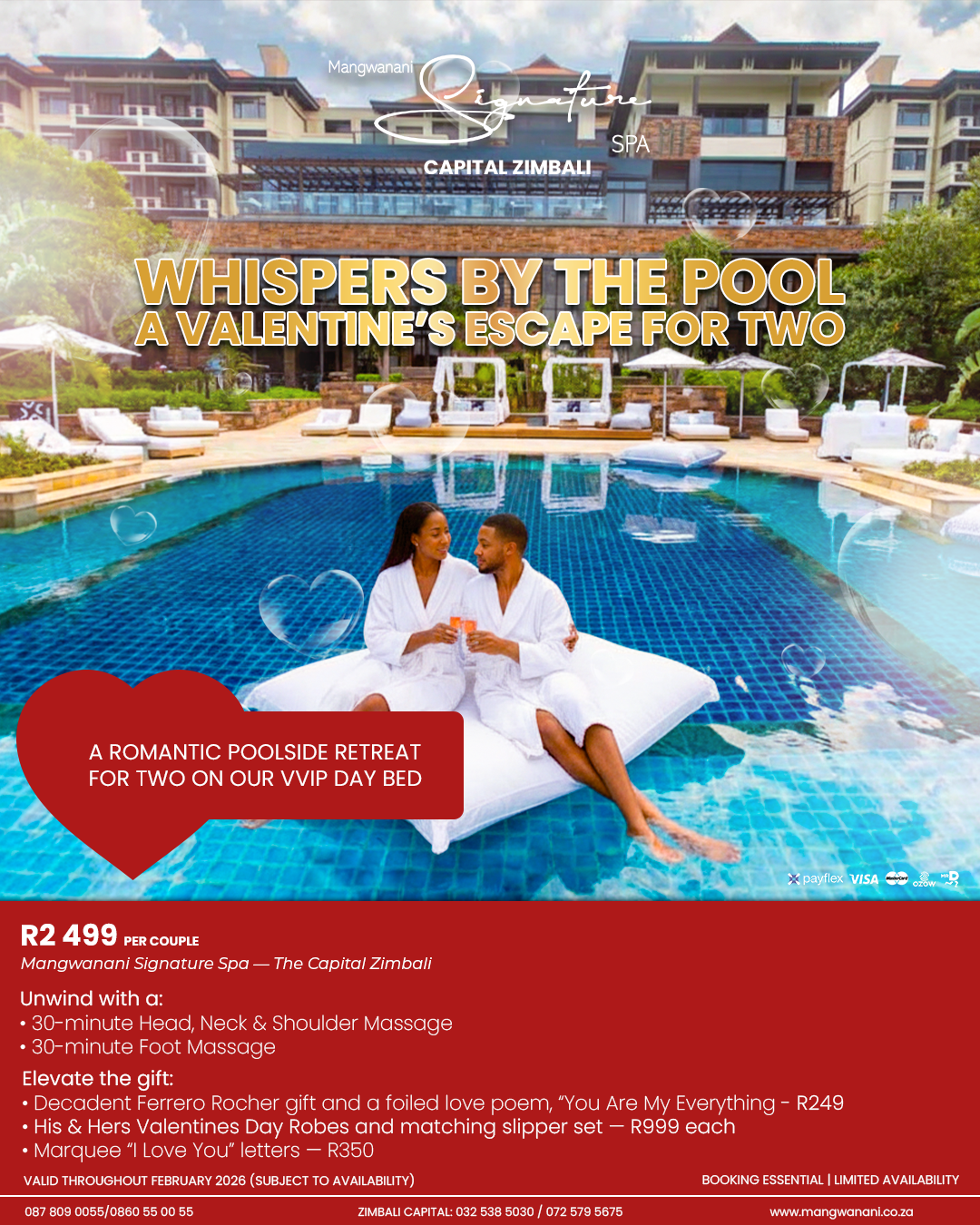 Mangwanani Signature Spa – The Capital Zimbali Whispers by the Pool – A Valentine’s Escape for Two