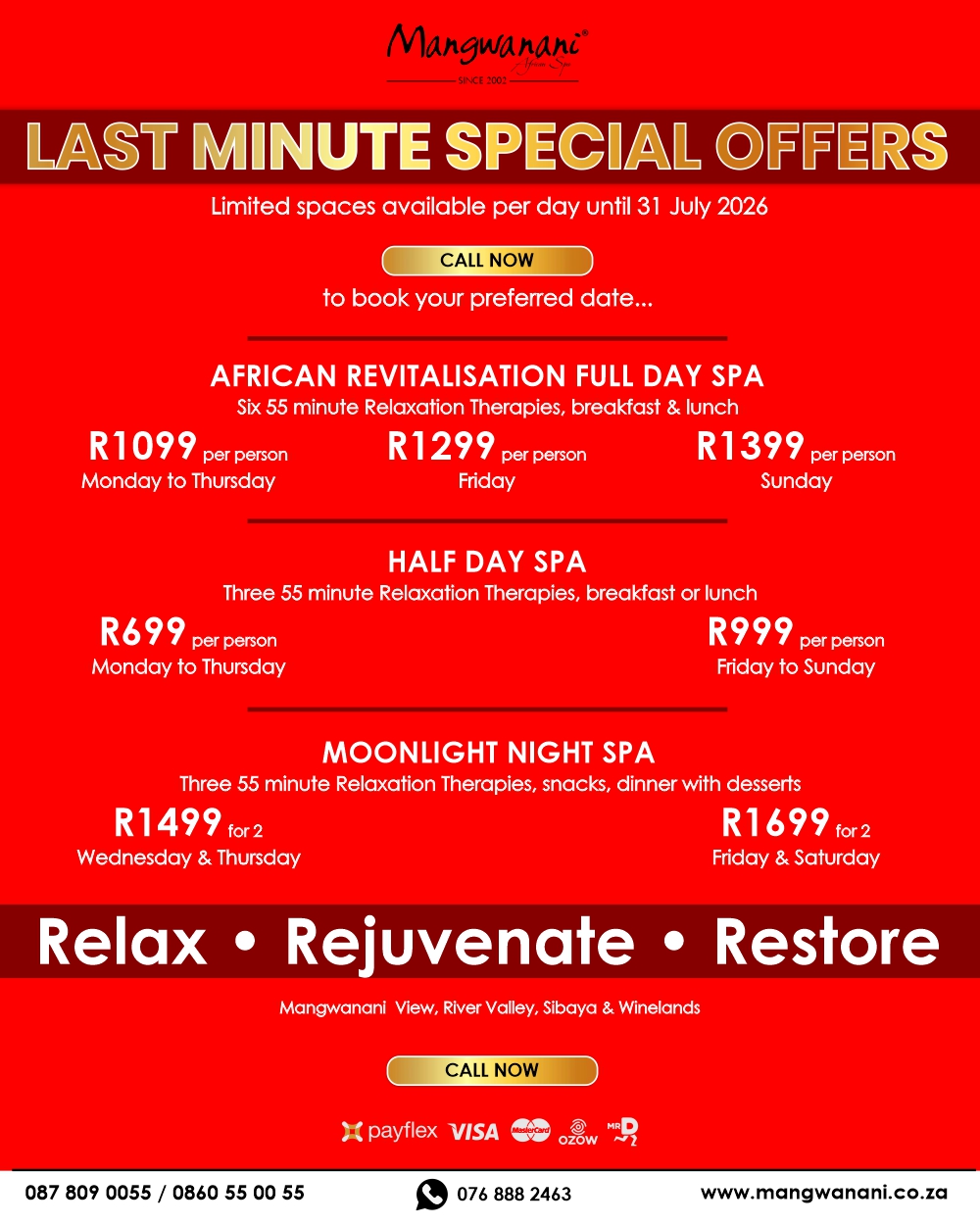 LAST MINUTE SPECIAL OFFERS
